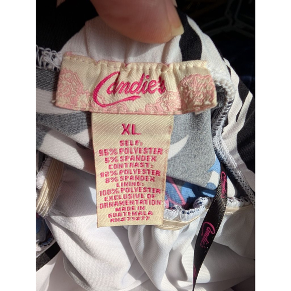 Candie's Halter Dress XL Black White Floral, Womens - Picture 2 of 6